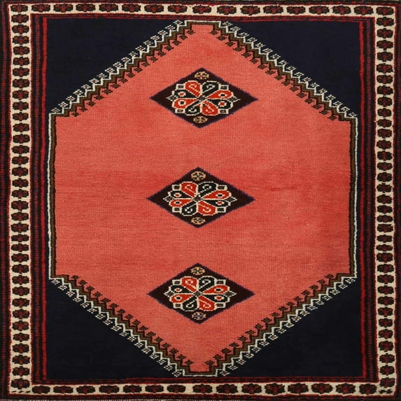 Ahgly Company Indoor Square Traditional Deep Red Southwestern Area Rugs, 7' Square