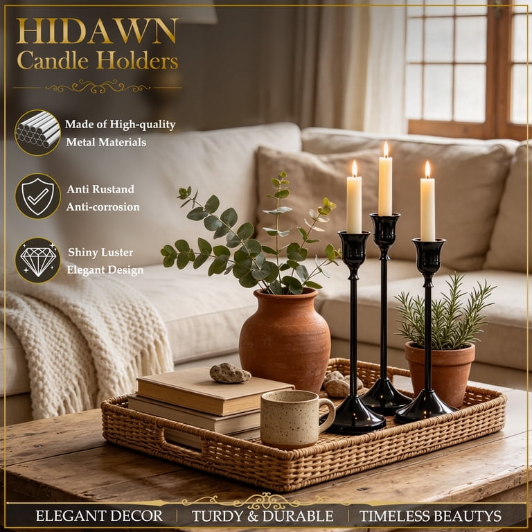 Hidawn Black Metal Taper Candlestick Holders, Set of 9 photo 5