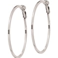thumbnail image 2 of Sterling Silver Rh-Plated 1.5X50mm Omega Back Hoop Earrings (51 X 51) Made In India qe8107, 2 of 5