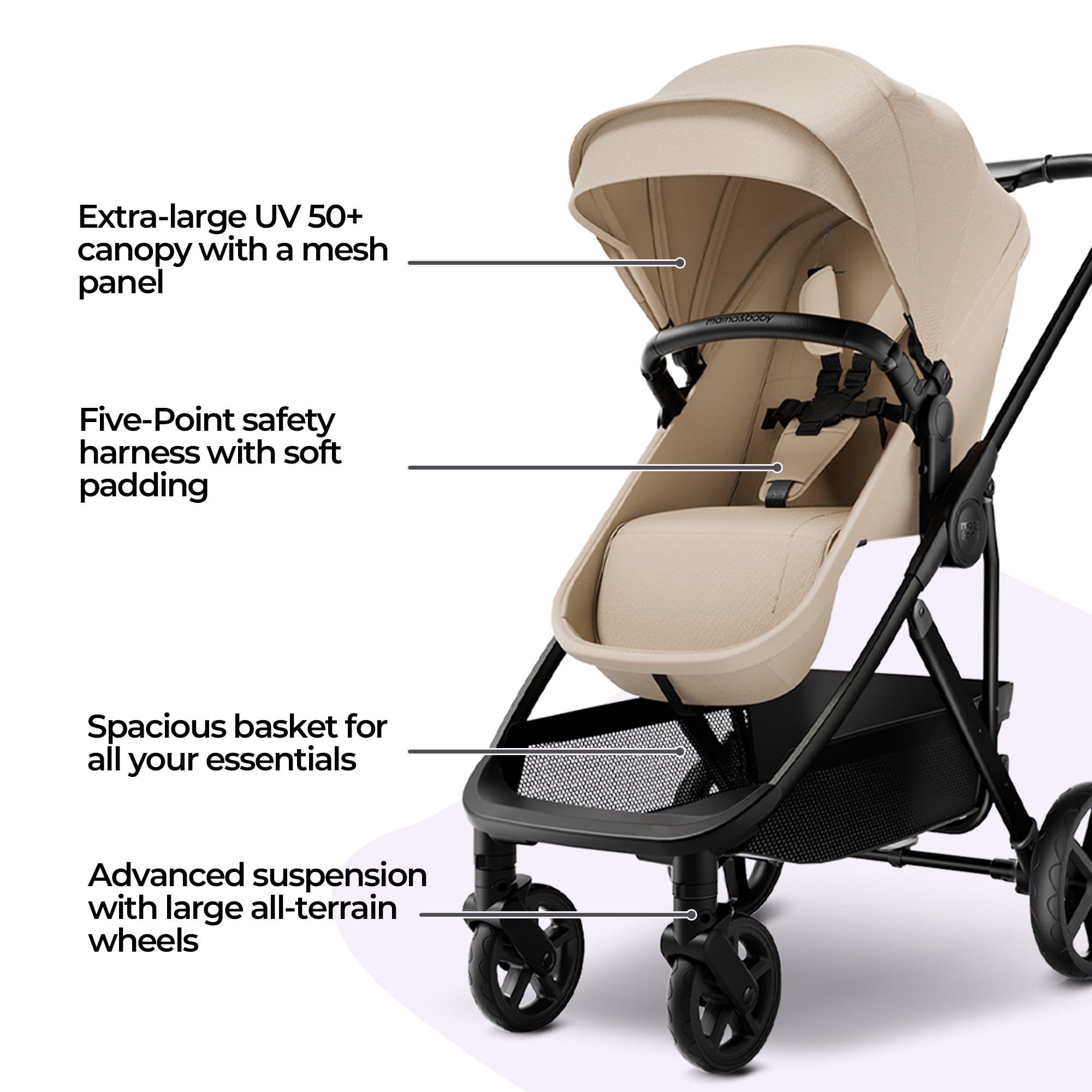 MAMA & BABY Rovee 2-in-1 Baby Bassinet Stroller with Reversible Seat and Large Canopy, Grey, 22.3LB, Unisex