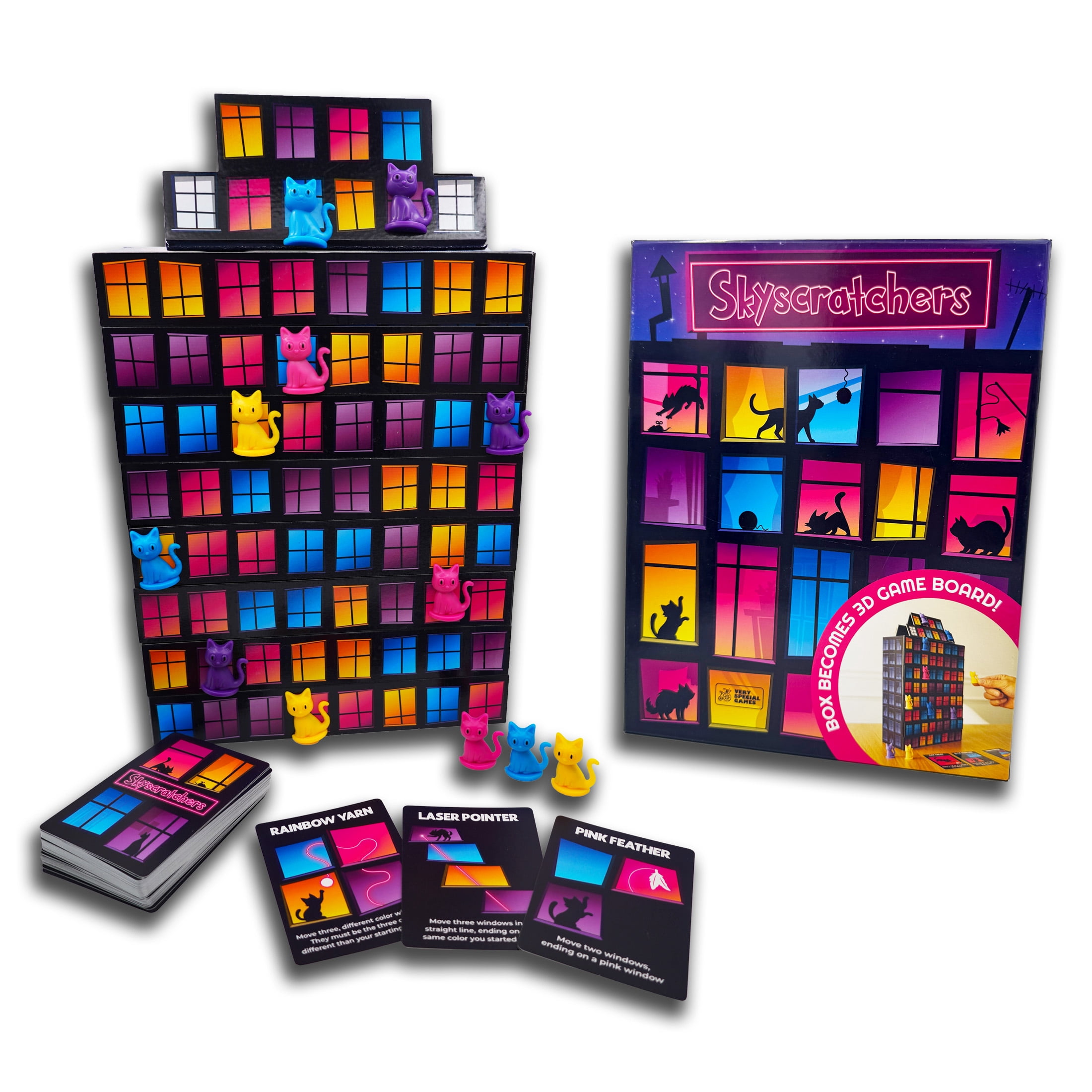 Skyscratchers Magnetic 3D Cat Climbing Board Game for 2–4 Players, Ages 8+, Family Strategy Party Game (Walmart Exclusive)