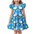 thumbnail image 2 of NAISIBABY Girls Casual Dresses, Ruffles Sleeve Flare Crewneck Summer Easter Flowy Sundress Blue Size 3, 2 of 7
