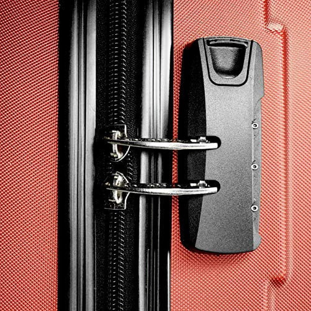 K-Cliffs 3pc Luggage set Hard Side Suitcase Lightweight 3 ABS Spinner w/Zippers in Color Red 20 in. H x 9 in. W x 14 in. L, (7.5 lbs) | 24 in. H x 11 in. W x 16 in. L, (8.5 lbs) | 28 in. H x