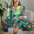 thumbnail image 6 of Honeii Enchanted Forest Butterfly A Print Women's Pajama Sets Long Sleeve Button Down Sleepwear Nightwear Soft Pjs Lounge Sets 2PCS-XX-Large, 6 of 7