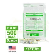 500 Cashier Depot Tamper Evident Deposit Bags, 9" x 12" White (Opaque), Serialized Numbering, Barcode, Press & Seal Void Closure Tape (500 Bags)
