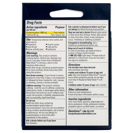 Goody's Headache Relief Shots, Acetaminophen & Caffeine, Berry, 2 FL oz