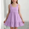 thumbnail image 6 of Ovbmpzd Ruffled Big Girls Dresses Purple Summer Dresses Comfortable Casual Sleeveless Dresses,7-8 Years, 6 of 6