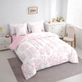 thumbnail image 2 of jejeloiu Cute Bowtie Ribbon 7-Piece Twin Bedding Sets,Retro Flowers Bedding Comforter Set,Pink Bow Knot Sheet Sets For Girls Kids,Breathable Home Decor Reversible, 2 of 8