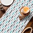 thumbnail image 3 of Teal Grey Striped Table Runner 70 Inches, Modern Abstract Geometric Stripes Bed Runner Dresser Scarves Tabletop for Indoor Outdoor Parties/Ceremony/Banquet, 13" x 70", 3 of 9