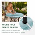 thumbnail image 4 of Round Outdoor Tablecloth with Umbrella Hole and Zipper, Turquoise Grey Ombre Tablecloth with Elastic Waterproof, Vintage Shabby Teal Abstract Art Patio Table Covers for 36" - 44" Picnic Pool Tables, 4 of 9