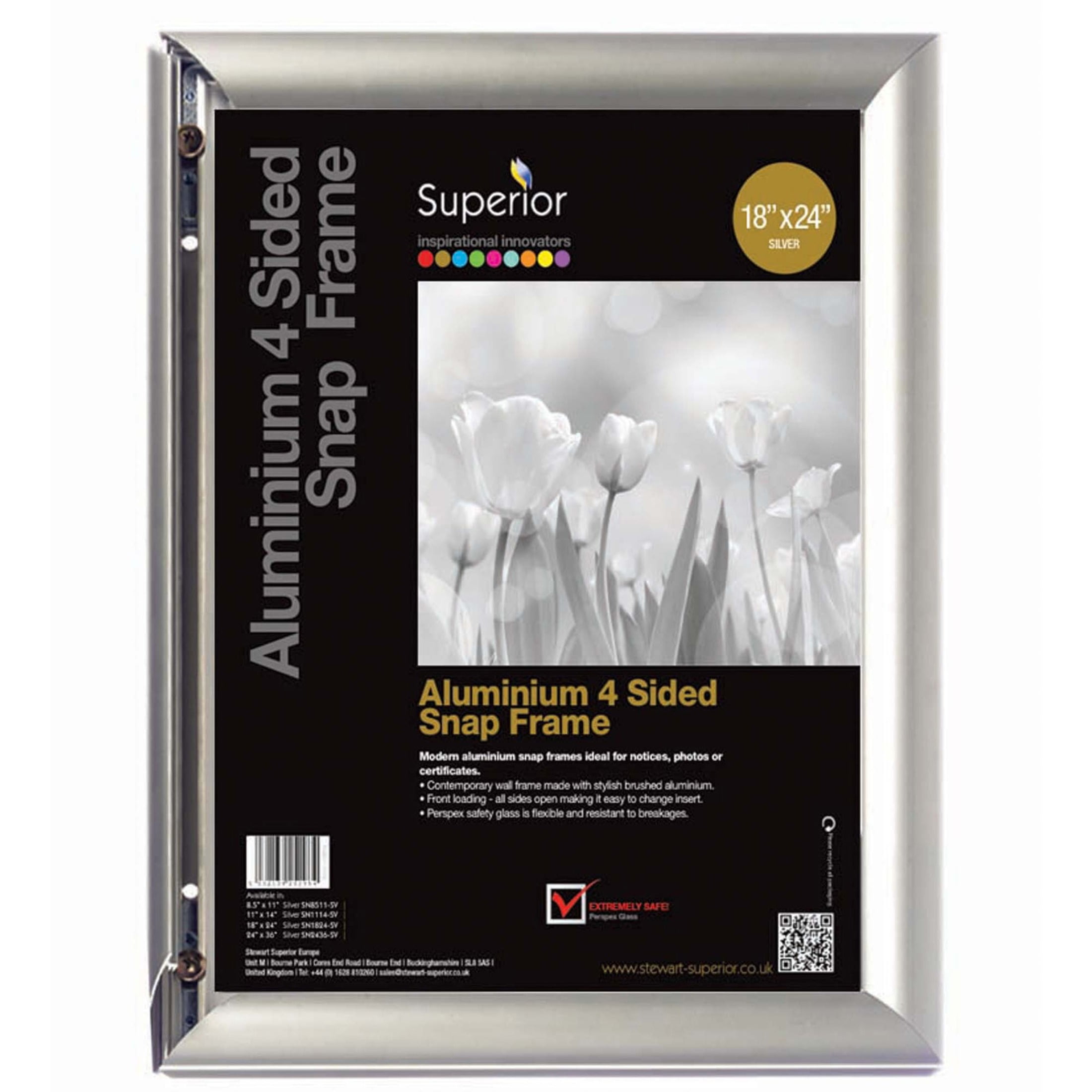 Silver Aluminum Glossy 18" x 24" Snap Poster Frame
