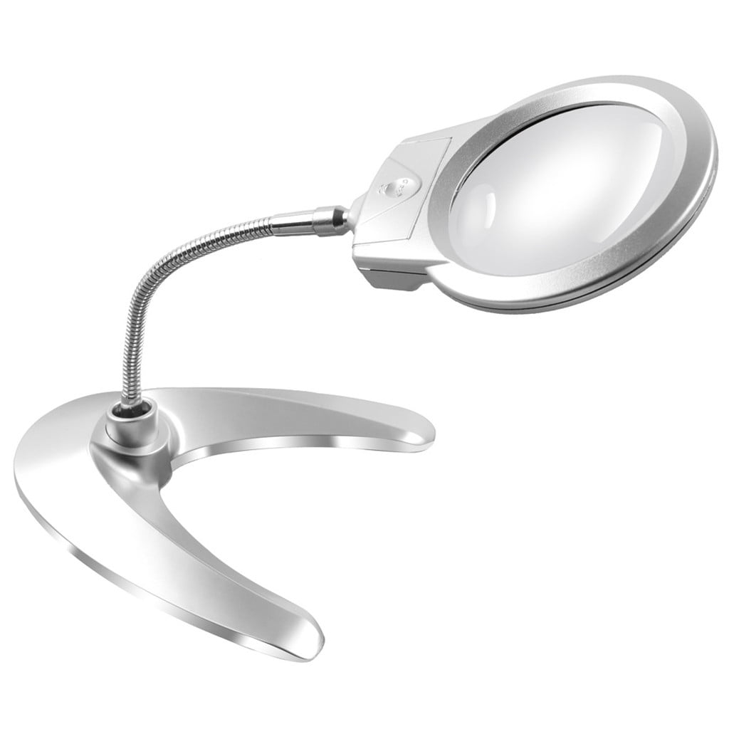 Large 3X 6X LED Lighted Magnifier Lamp Folding Design Battery Operated