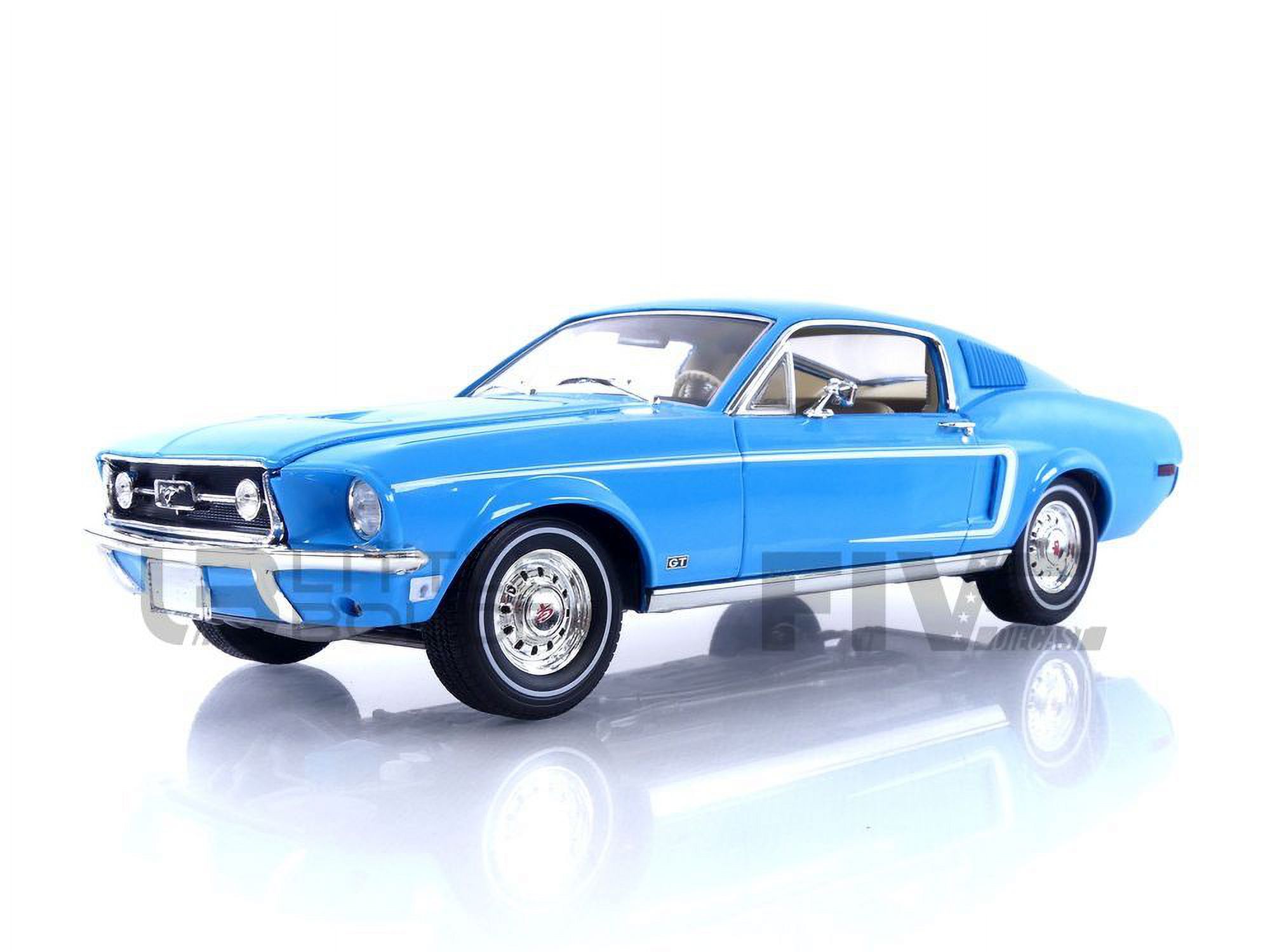 Ford Mustang Fastback 1968 Bleu - Modèle 1:18 Greenlight - Portes Et Capot Ouvrants - Neuf En Boîte