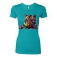 thumbnail image 2 of Wild Bobby Colorful Rainbow Siberian Tiger Animal Lover Women Slim Fit Junior Tee, Tahiti Blue, Large, 2 of 5