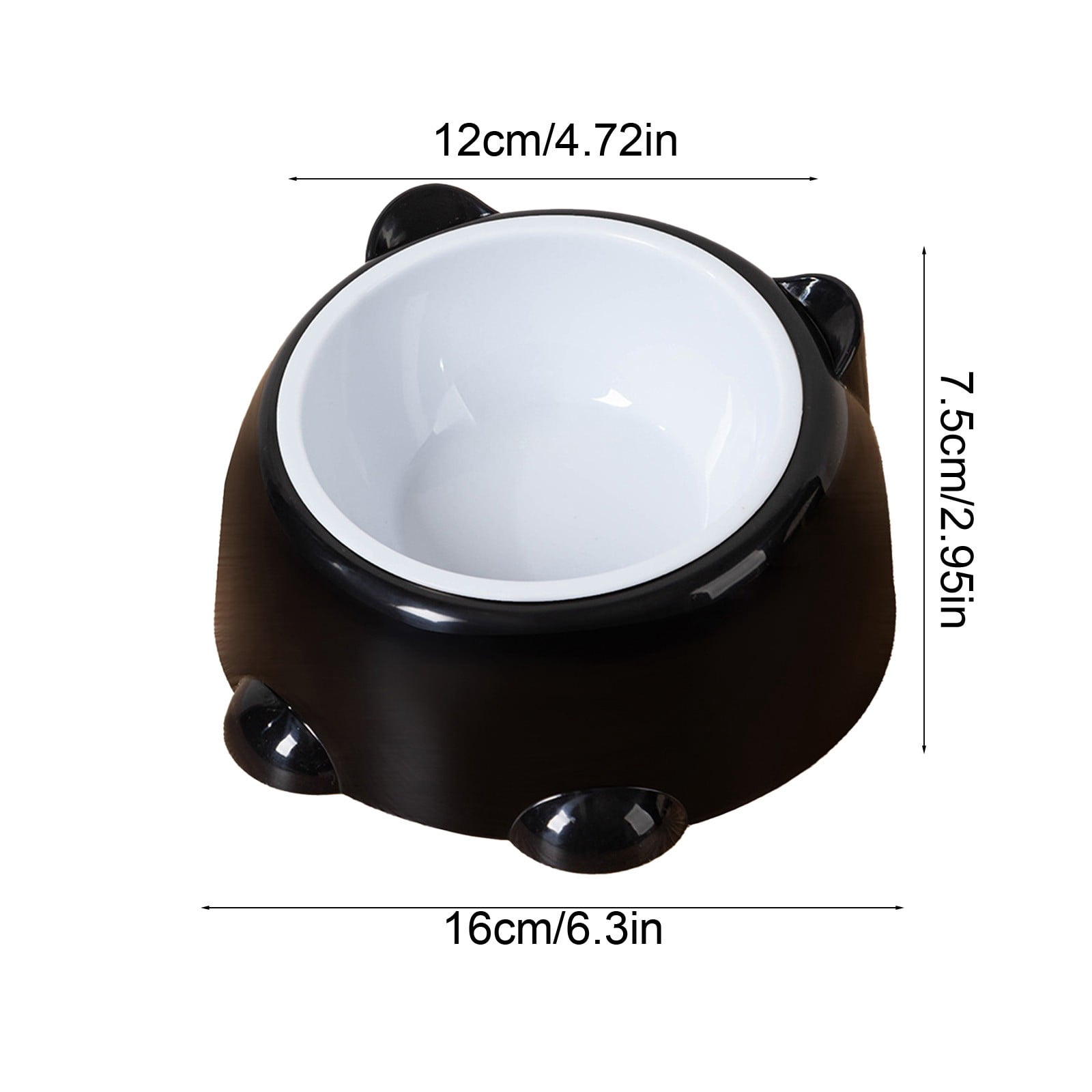 Elevated Raised Cat Food Bowl, 250ml Large Capacity Black Plastic Pet Bowl, Neck Protective Whisker-Friendly Non-Tipping Feeding & Drinking Bowl for Cats
