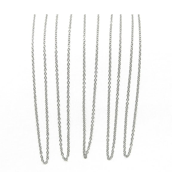5 Dainty Hypoallergenic Surgical 304 Grade Stainless Steel Silver 1.5mm Thin 17.5 Inch Short Chain Necklaces