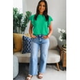 thumbnail image 3 of Women's Bright Green Ruffle Short Sleeve Sweater – Casual Summer Style for Daily Wear, XL, 3 of 5