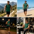 thumbnail image 7 of Men's Sleeveless Hoodie Casual Vintage Washed Muscle Tank Top Workout Gym Loose Fit Drawstring Hooded Shirt Summer Tops,L,Dark Green, 7 of 7