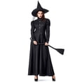 thumbnail image 2 of Disfraz de Halloween del Mago de Oz puesta en escena cosplay para adultos disfraz de bruja negra cosplay para padres e hijos, 2 of 5