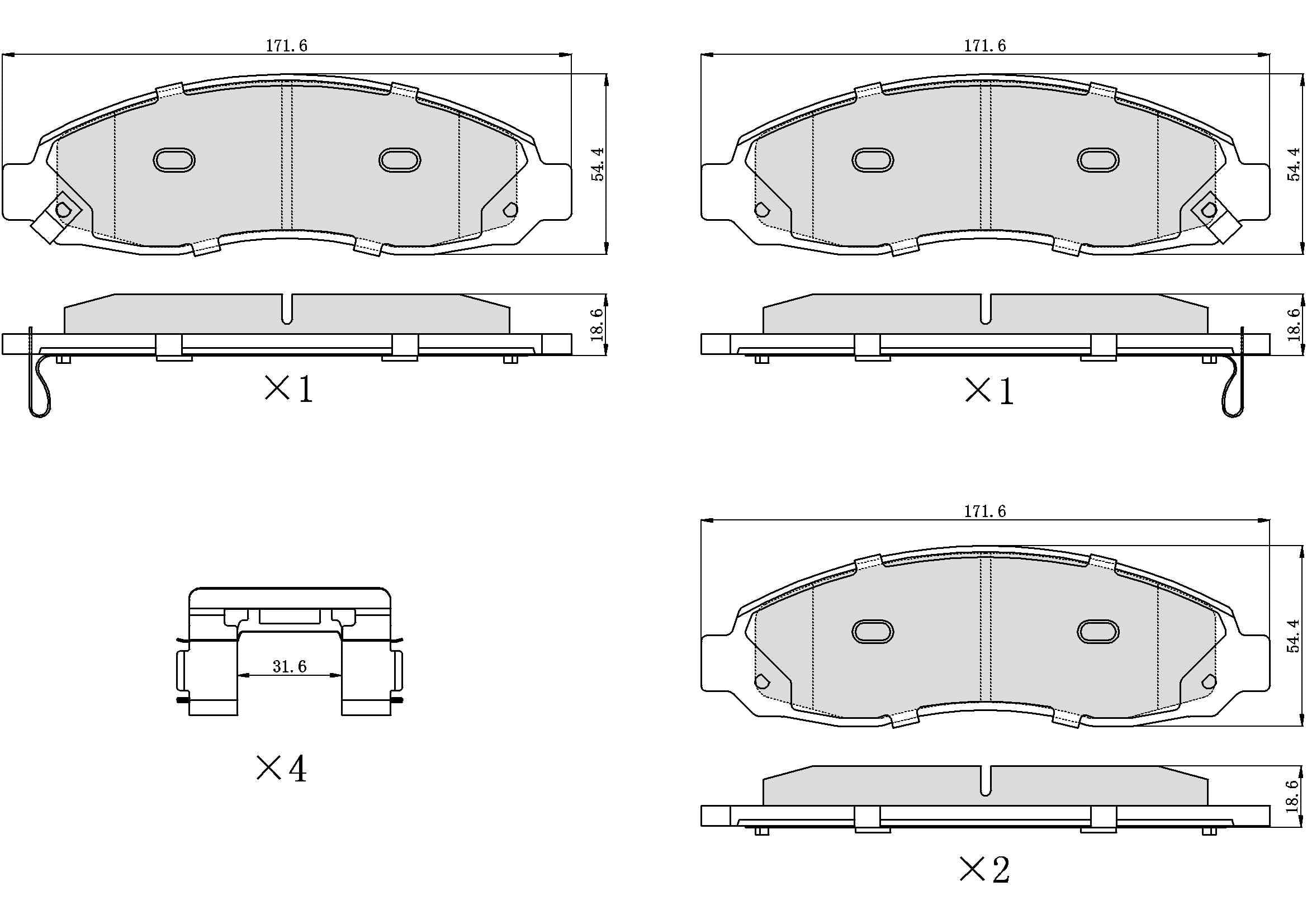 UltraHC 700 Brake Pad Set, Front HC7.0962.0.C, Dodge Dakota 2004-2003