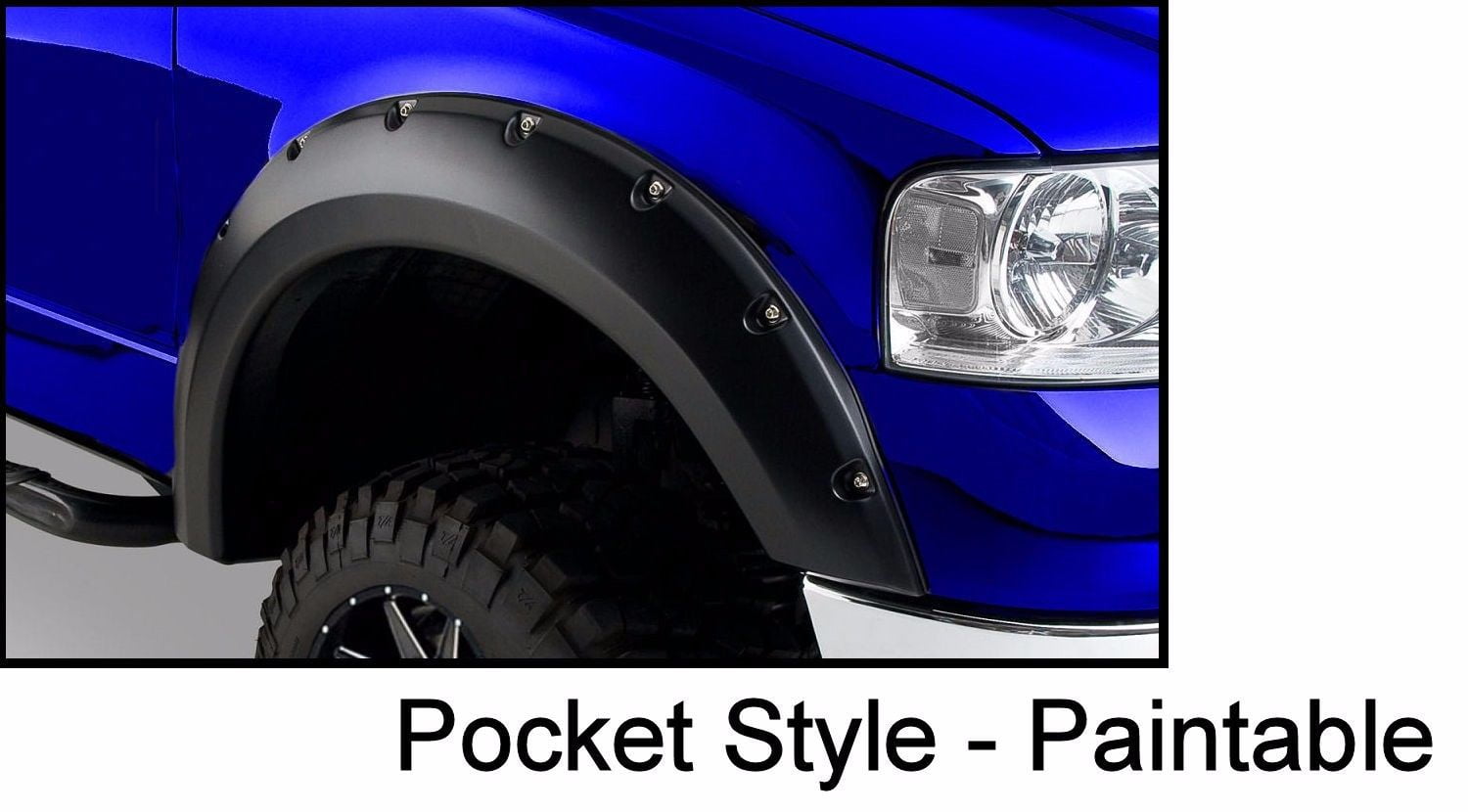 04-08 Ford F-150 Styleside 4PC Smooth BLACK Paintable Pocket Rivet Style FLARE