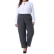 thumbnail image 2 of Conjuntos de trabajo de oficina para mujeres de talla grande Agnes Orinda, pantalones de negocios casuales rectos de cintura alta con bolsillo 2X gris, 2 of 6