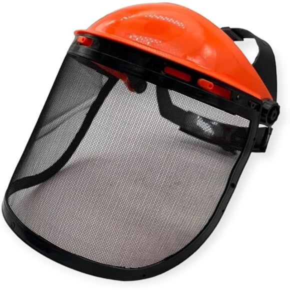 Casco de seguridad con visera protectora de malla de cara completa para jardín, Color Naranja