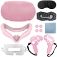 thumbnail image 2 of Accessories For Oculus Quest 2, [2023 Upgraded] VR Silicone face Cover, Quest 2 Touch Controller Grip Cover, Protective Lens Cover, Disposable Eye Cover, Thumb Button Cap, Pink, 2 of 6
