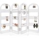 thumbnail image 4 of Organizador de joyas de acrílico plegable - Almacena 120 pares de aretes - Almacenamiento de aretes, pulseras y collares de 5 niveles y 4 paneles - Expositor transparente para almacenamiento de joyas, 4 of 4
