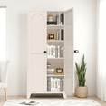 thumbnail image 6 of Toauuo 71" Metal Storage Cabinet with Lock - 2 Shapely Doors & Adjustable Shelves, Beige Cabinet for Kitchen/Bedroom/Living Room, 6 of 23