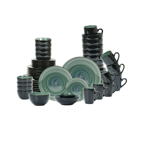 56-Piece Ceramic Cutlery Set - Serves 8 - Microwave and dishwasher available,Blue