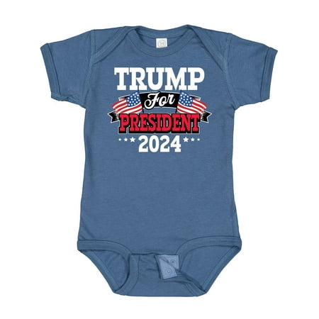 

Inktastic Trump for President 2024 with Flags Gift Baby Boy or Baby Girl Bodysuit