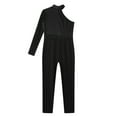 thumbnail image 5 of Sholeno Girls Sparkle Long Sleeve Unitard Kids Full Body Leotard One Piece Jumpsuit One Shoulder Dancewear Black 16, 5 of 6