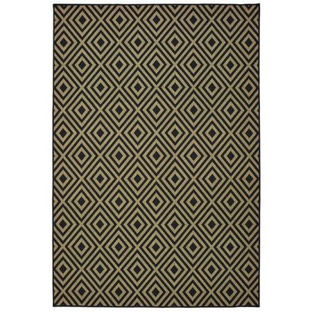 Diagonal Accent - Moretti Parker Area Rugs - 2335K Contemporary Black Diamond Diagonals Repeat Half-Brick Rug