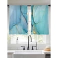 thumbnail image 2 of Teal Marble Sheer Curtains 45 Inch Length 2 Panels Set for Living Room/Bedroom, Modern Abstract Ink Painting Art Luxury Semi Curtain Sheers Drapes Rod Pocket Curtains Window Treatment Set 52''x45''x2, 2 of 7