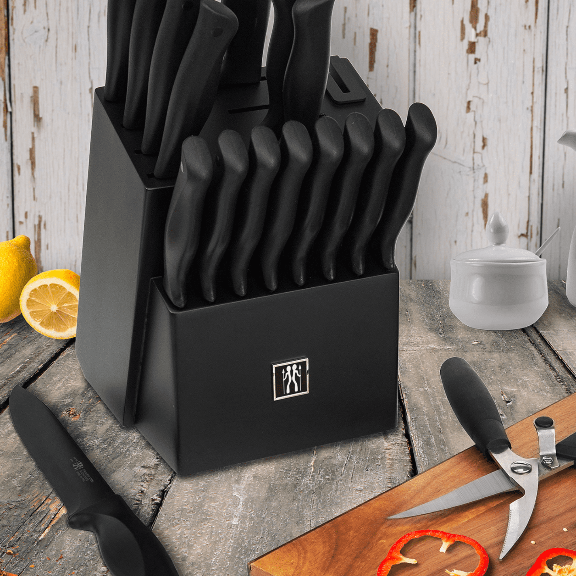 HUNTER.DUAL, Kitchen Knife Set, 19-Piece, Self Sharpening