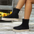 thumbnail image 5 of Boho Slouch Booties for Women Retro Suede Winter Ankle Boots Slip on Flat Heel Comfort Wild Boots Espadrille Shoes, 5 of 5