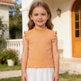 thumbnail image 2 of KHONTS Girls Summer Tank Tops Ruffle Trim Sleeveless Shirts Neck Ribbed Knit Pullover Tops,Size 1-10 Years Orange 120, 2 of 5