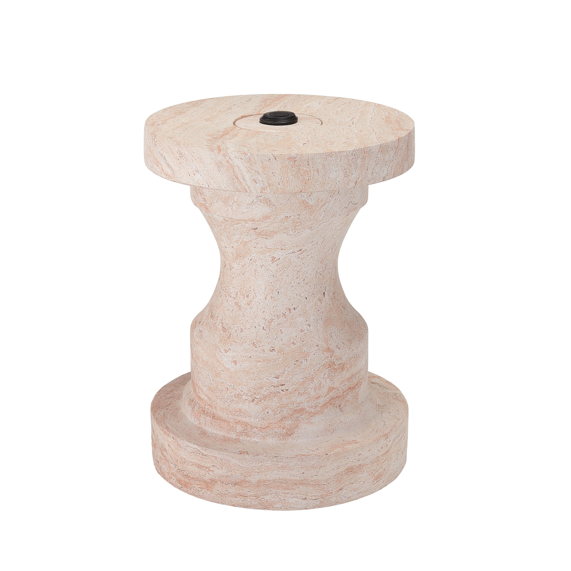 Christopher Knight Home Lightweight Concrete Umbrella Base, Outdoor Patio Side Table, Natural Travertine