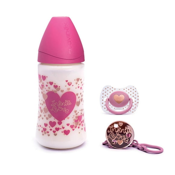 Set de Biberón, Chupón y Broche Suavinex Rosa Couture 1 Count