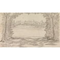 thumbnail image 2 of Henry Swinburne 18x12 Gold Ornate Wood Frame and Double Matted Museum Art Print Titled - Wooded Clearing, with a River Landscape and Cottage, 2 of 4