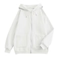 thumbnail image 5 of Besolor Womens Zip up Hoodies Drawstring Long Sleeve Sweatshirts Fall Winter Casual Thermal Warm Outdoor Track Jacket with Pockets(X-Large,White), 5 of 5