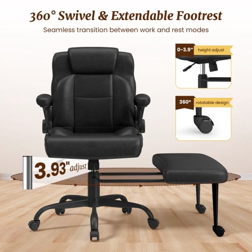 Cross Legged Office Chair with Flip-Up Arms, Height Adjustable Swivel Ergonomic Chair for ADHD, Home Office Relaxing