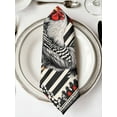 thumbnail image 2 of nqOlkjepod Vintage Rooster Cloth Napkins Set of 4 Reusable Dinner Napkins, Black White Striped Watercolor Cocktail Napkin Washable Table Napkins for Wedding/Holiday Party/Baby Shower 20"x20", 2 of 8