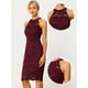 thumbnail image 2 of Elegante vestido de encaje para mujer, cuello halter, sin mangas, ajustado, vestido de cóctel borgo?a S, 2 of 6
