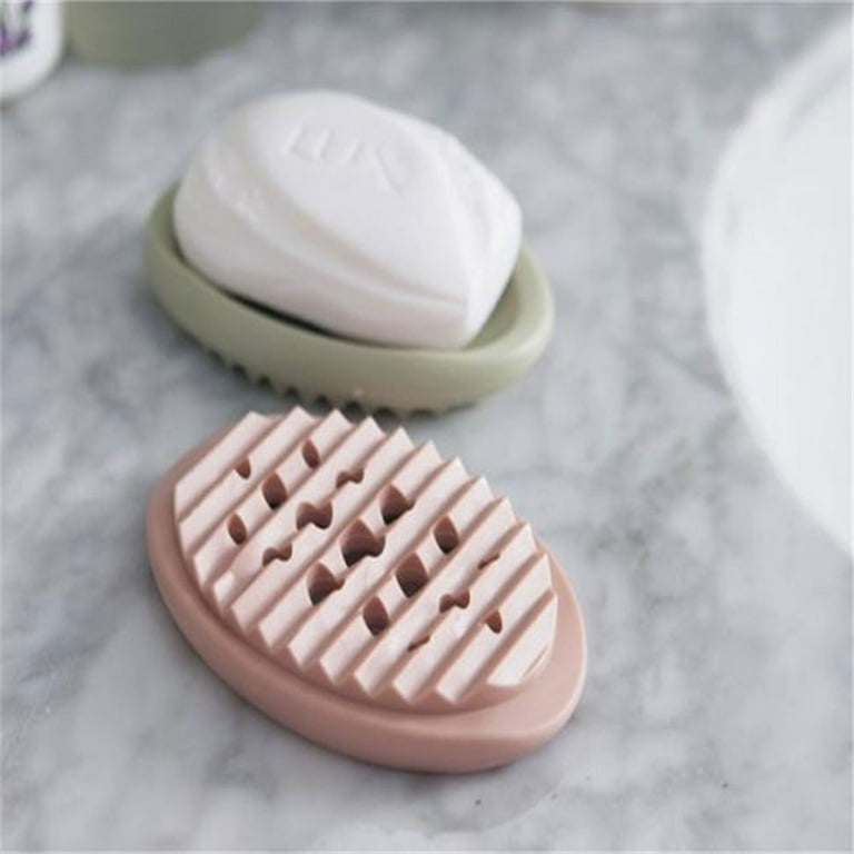 2Pack Silicone Soap Dish with Drain for Shower Bathroom Bar Soap