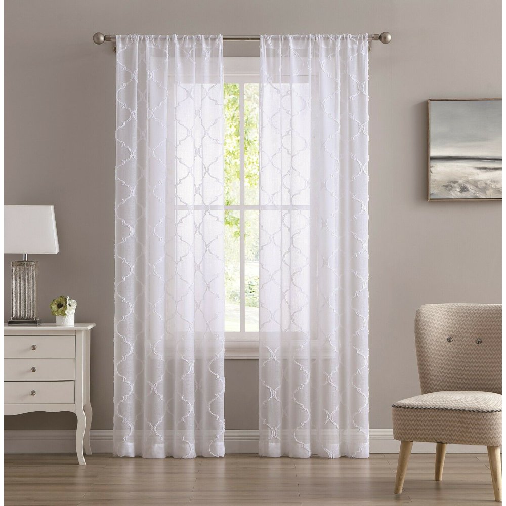 Diana Single Clip Sheer Rod Pocket Panel Curtain, 54 in. wide x 84