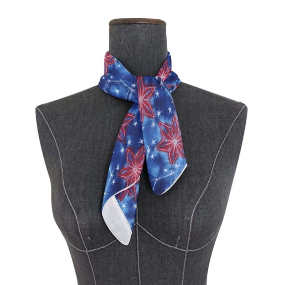 Square Scarf 24x24 Inch Tie-dye Patriotic Star Art Silky Satin Sun Protection Neck Scarf for Women Multi-Purpose Head Wrap Bandana for Hair Bag Decoration