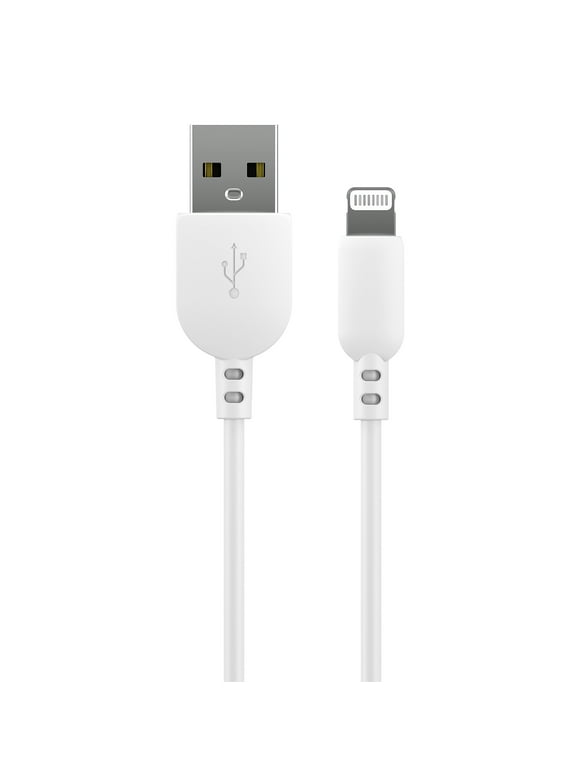 onn. Lightning to USB Cable, White, 3 ft