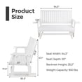 thumbnail image 6 of Innovaze Polywood HIPS Patio Glider with Cup Holders, All-Weather Resistant for Outdoor, Porch Garden, Heavy Duty 900 LBS (3-seater, White), 6 of 9